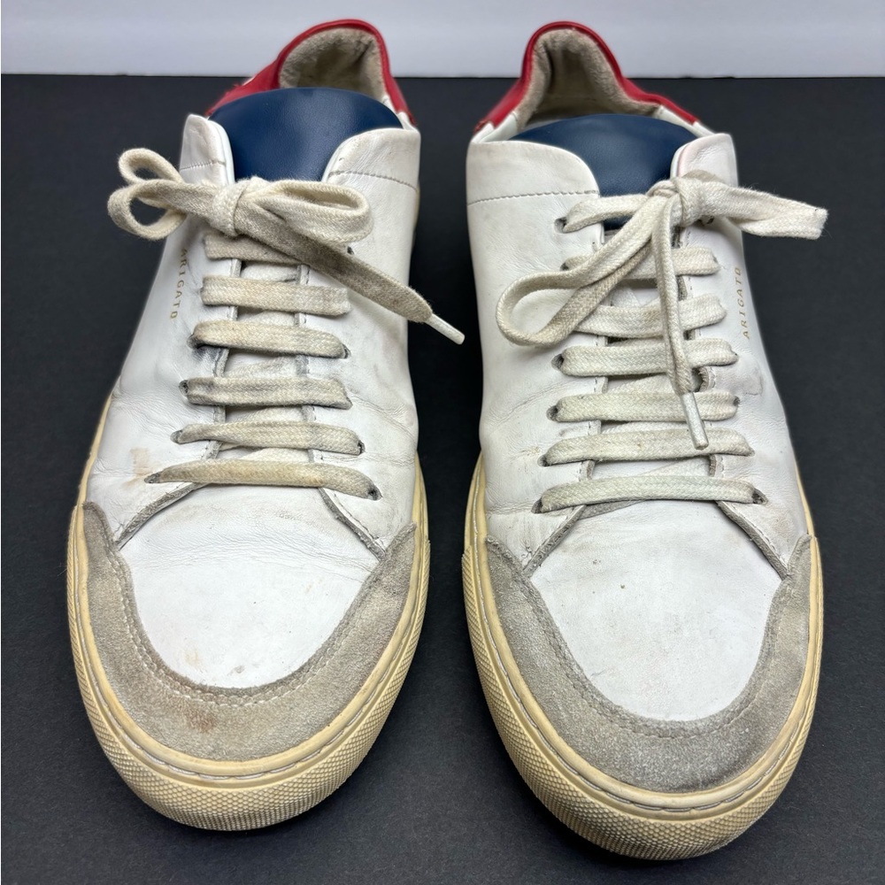 Alex Arigato White Leather Men’s Sneakers with Navy Heel Accent, SZ 10, box 30